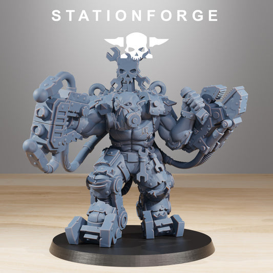 Orks Exo Boss With Drill, proxy miniature, character, 28mm heroic scale unpainted resin, view 2