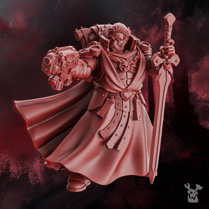 Crimson Knights Great Curator Mathias, proxy miniature, 28mm heroic scale unpainted resin, view 5