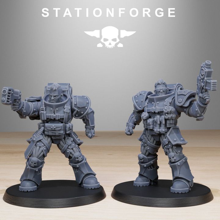 Space Knights Light Reinforcement (10 Units), proxy miniature, squad, 28mm heroic scale unpainted resin, view 3