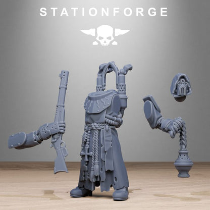 Scavenger Sanctum Infantry, Tech Priests proxy miniature, 28mm heroic scale unpainted resin, view 2