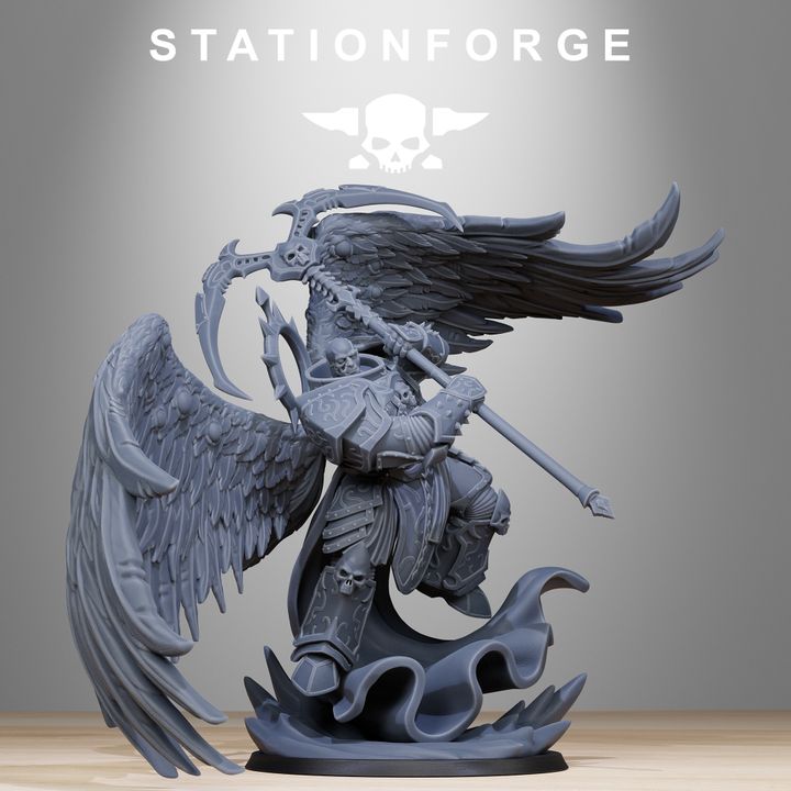 Dark Space Knights Archon Angel V2, proxy miniature, character, 28mm heroic scale unpainted resin, view 2