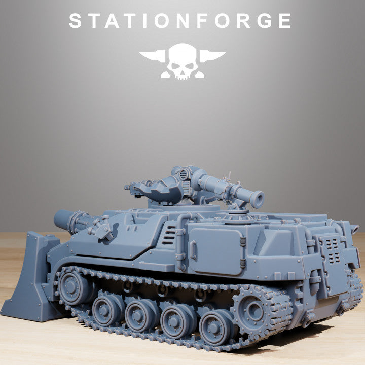 Space Knights Vanguard Tank, proxy miniature, 28mm heroic scale unpainted resin, view 2