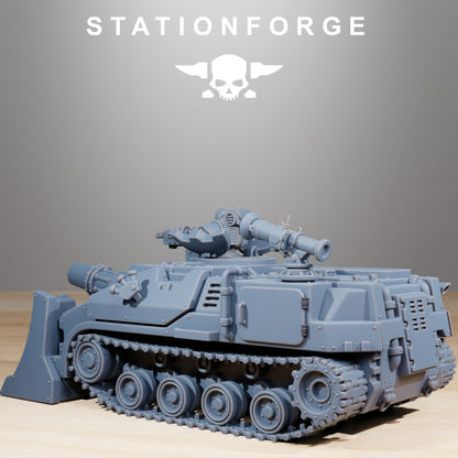 Space Knights Vanguard Tank, proxy miniature, 28mm heroic scale unpainted resin, view 2