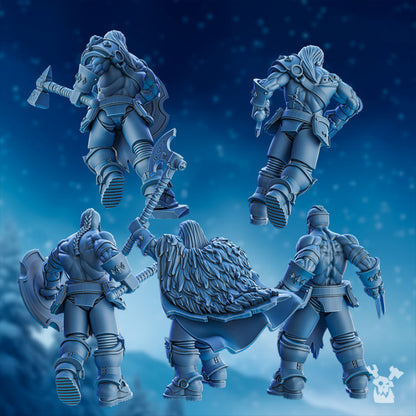 Wolf Knights Berserker Squad, proxy miniature, 28mm heroic scale unpainted resin, view 7