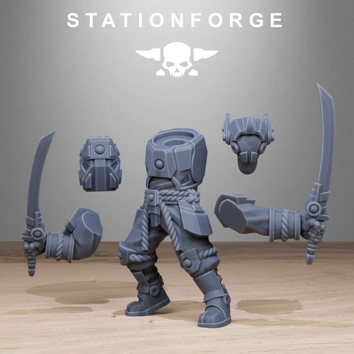 Tuai Melee Infantry, proxy miniature, 28mm heroic scale unpainted resin, view 2