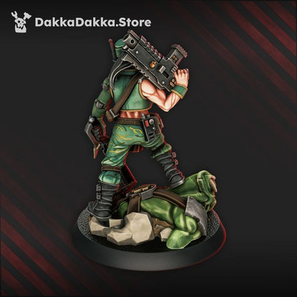 The Ork Slayers Commander, Imperial Army proxy miniature, character, 28mm heroic scale unpainted resin, view 2