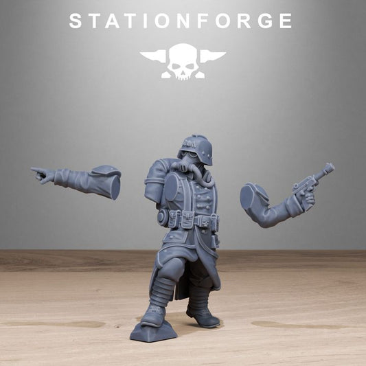 Grim Guard Rocketeers, Imperial Army proxy miniature, infantry, 28mm heroic scale unpainted resin, view 2