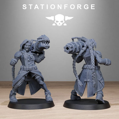 Grim Guard Sisters, Battle Sisters proxy miniature, infantry, 28mm heroic scale unpainted resin, view 2