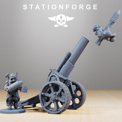 Grim Guard Light Artillery, Imperial Army proxy miniature, 28mm heroic scale unpainted resin, view 4