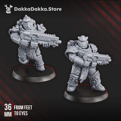 Flame Knights Warriors Tactical Squad, proxy miniature, 28mm heroic scale unpainted resin, view 3
