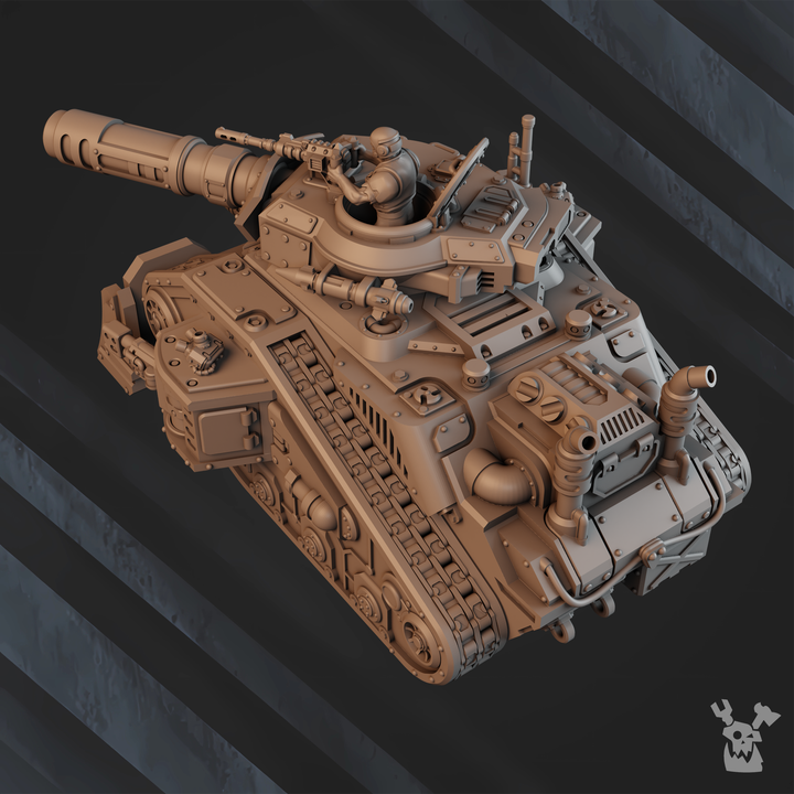 Regius Guard Battle Tank Lethal Rage Lr6, Imperial Army proxy miniature, 28mm heroic scale unpainted resin, view 3