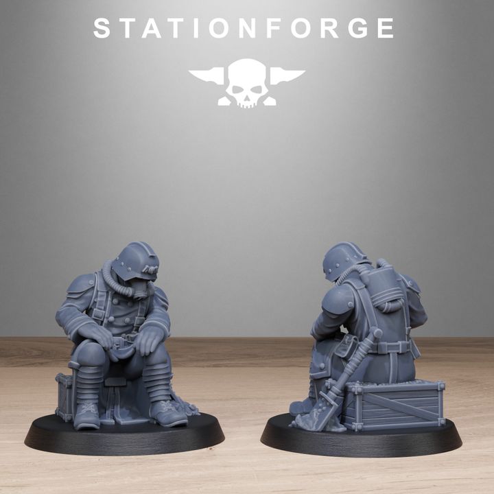 Grim Guard Chill Squad, Imperial Army proxy miniature, 28mm heroic scale unpainted resin, view 6