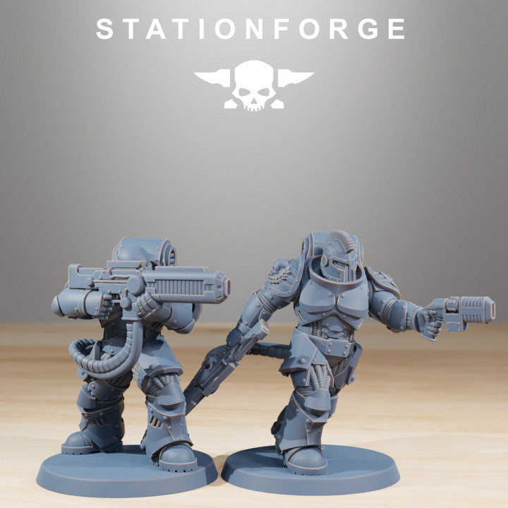 Space Knights Exterminators (10 Units), proxy miniature, squad, 28mm heroic scale unpainted resin, view 4
