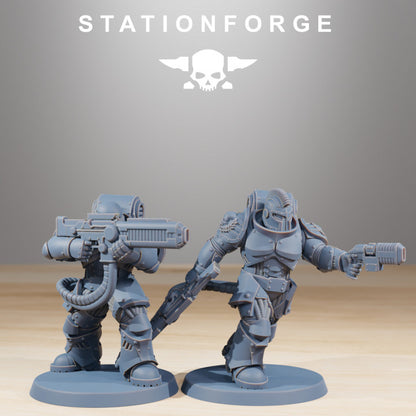 Space Knights Exterminators (10 Units), proxy miniature, squad, 28mm heroic scale unpainted resin, view 4