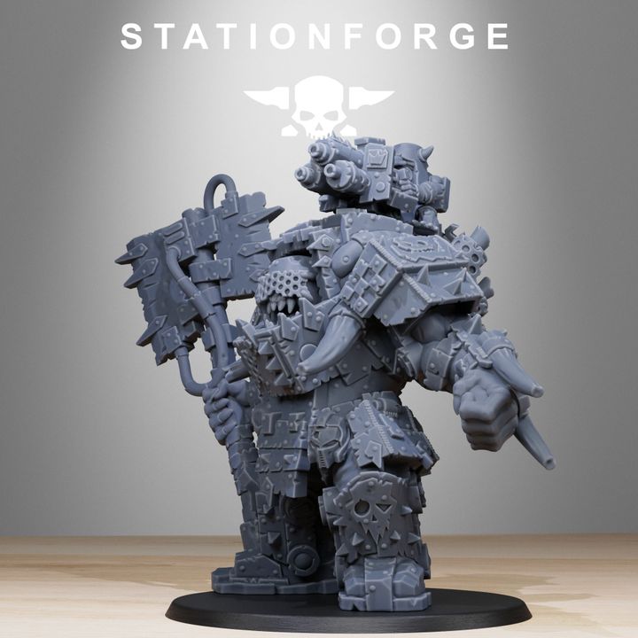 Orks Commander, proxy miniature, character, 28mm heroic scale unpainted resin, view 4