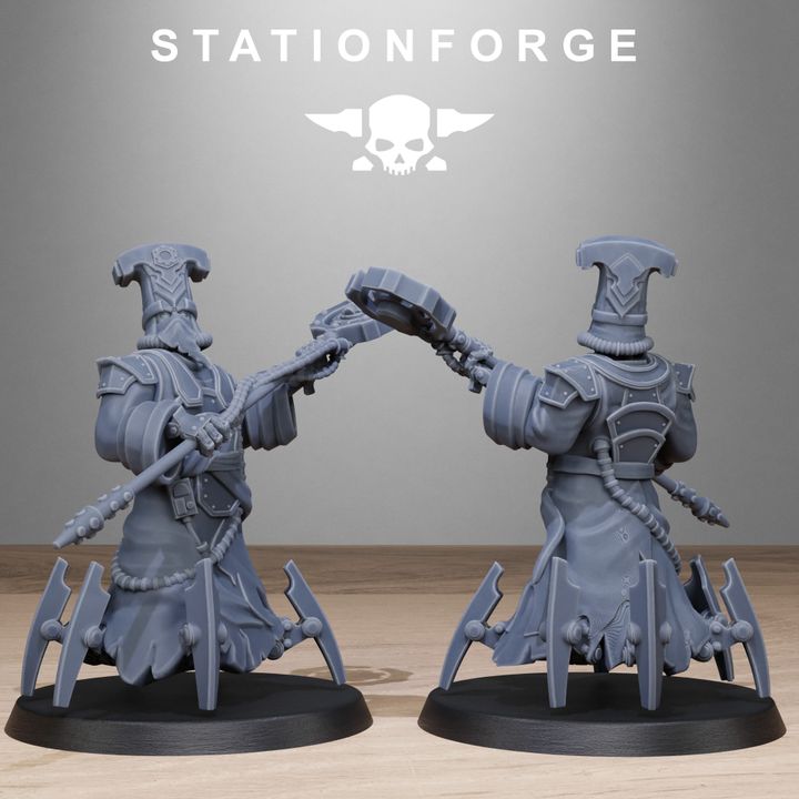 Scavenger Scorchers, Tech Priests proxy miniature, 28mm heroic scale unpainted resin, view 4