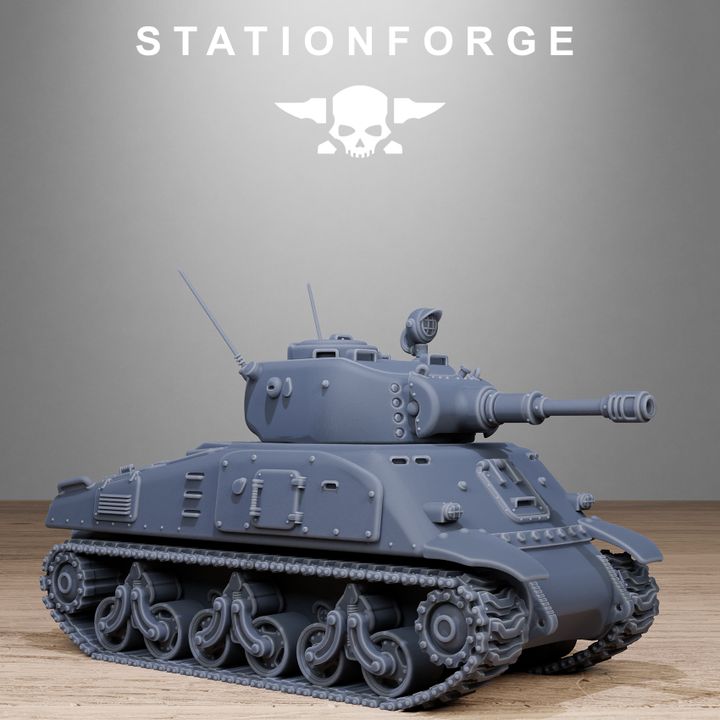 Free Guard Battle Tank, Imperial Army proxy miniature, 28mm heroic scale unpainted resin, view 3