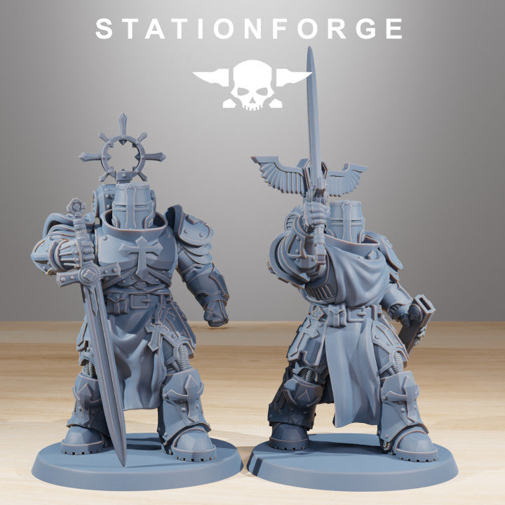 Space Knights Zealots (10 Units), proxy miniature, squad, 28mm heroic scale unpainted resin, view 3