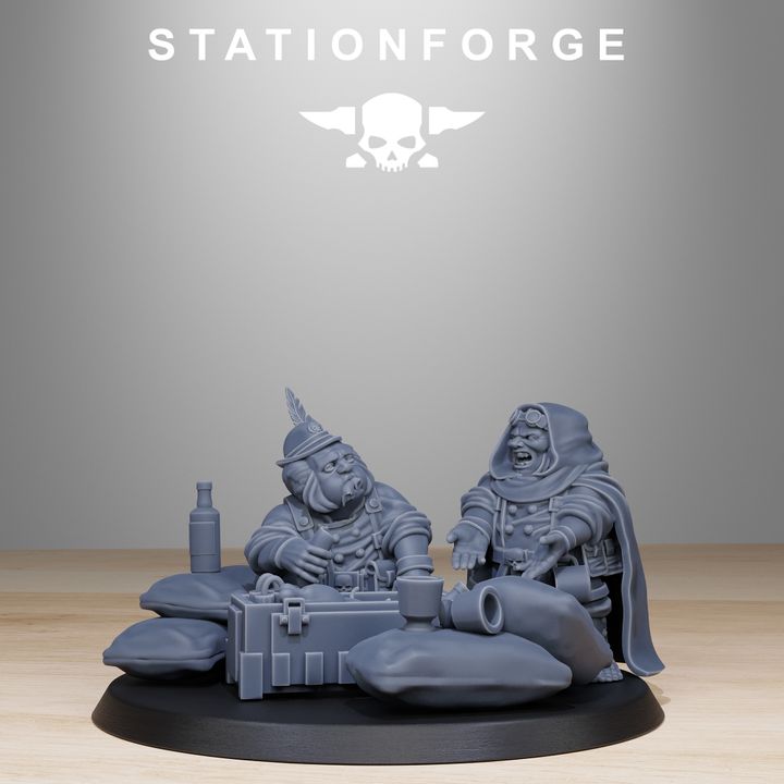 Grim Guard Skulldart Trappers, Imperial Army proxy miniature, infantry, 28mm heroic scale unpainted resin, view 3