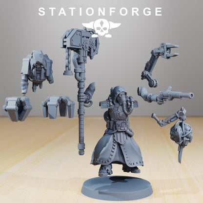 Scavenger Scrapper, Tech Priests proxy miniature, 28mm heroic scale unpainted resin, view 3