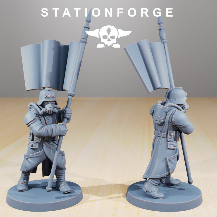 Grim Guard Command Force, Imperial Army proxy miniature, infantry, 28mm heroic scale unpainted resin, view 4