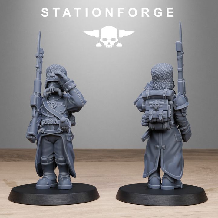 Grim Guard Royals, Imperial Army proxy miniature, infantry, 28mm heroic scale unpainted resin, view 9