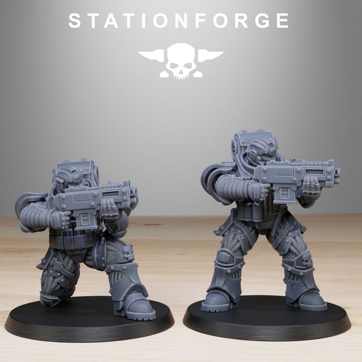 Space Knights Light Reinforcement (10 Units), proxy miniature, squad, 28mm heroic scale unpainted resin, view 4