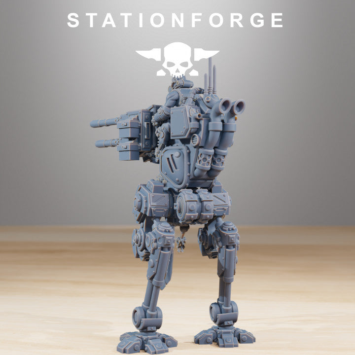 Scavenger Walker, Tech Priests proxy miniature, 28mm heroic scale unpainted resin, view 3