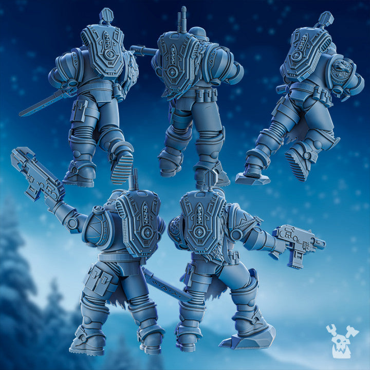 Wolf Knights Deimos Hounds Squad, proxy miniature, 28mm heroic scale unpainted resin, view 2