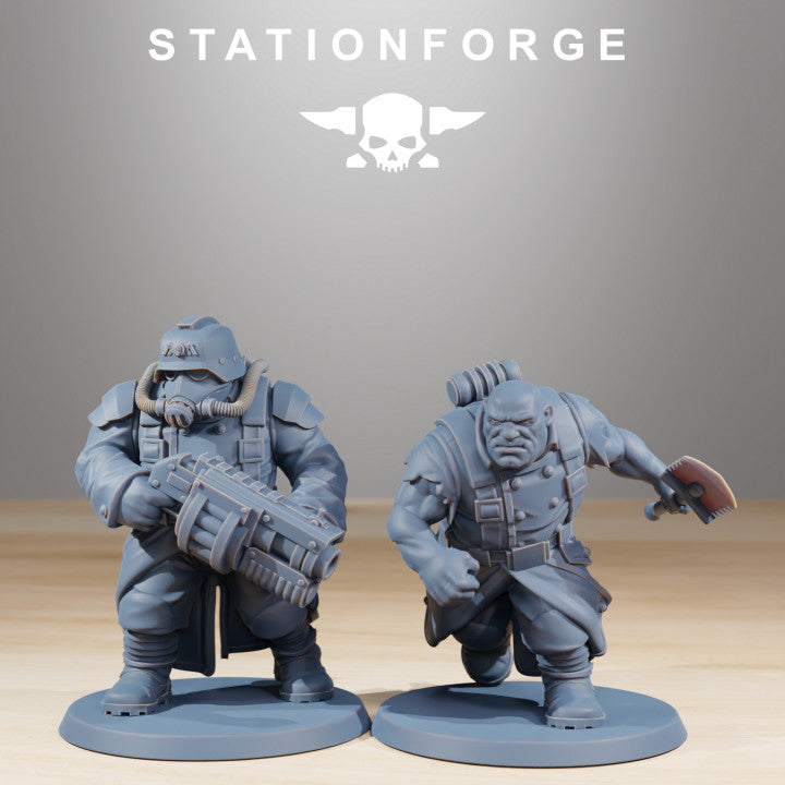 Grim Guard Mutants, Imperial Army proxy miniature, infantry, 28mm heroic scale unpainted resin, view 5