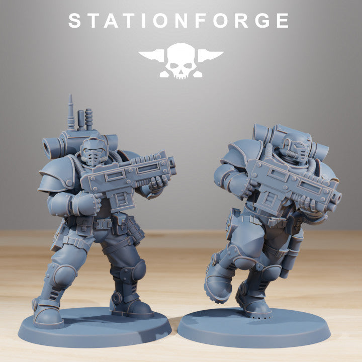 Space Knights Light Infantry (10 Units), proxy miniature, squad, 28mm heroic scale unpainted resin, view 3