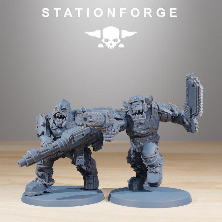 Orks Berserkers, proxy miniature, 28mm heroic scale unpainted resin, view 3