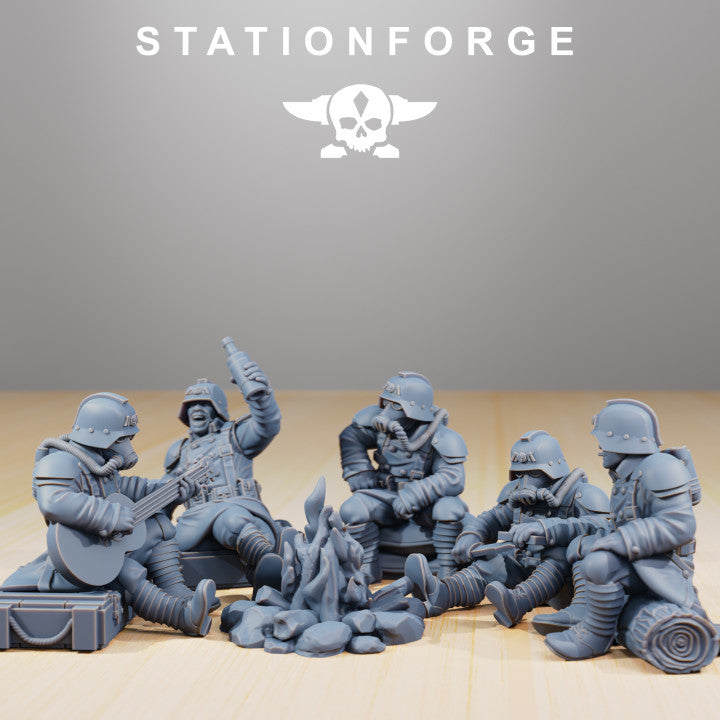Grim Guard Comrades, Imperial Army proxy miniature, infantry, 28mm heroic scale unpainted resin