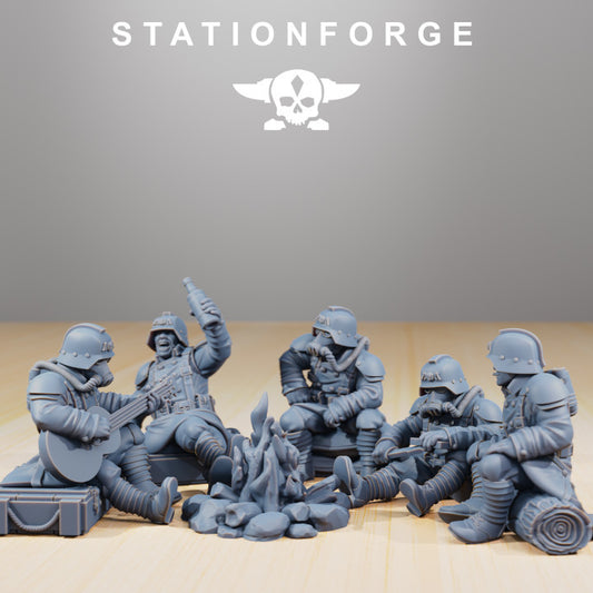 Grim Guard Comrades, Imperial Army proxy miniature, infantry, 28mm heroic scale unpainted resin