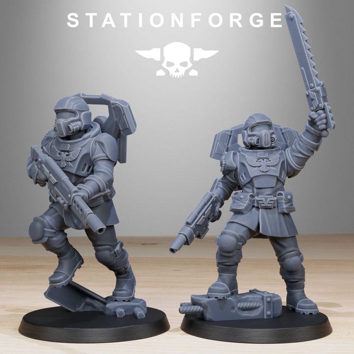 Imperial Army Vaskar Jump Squad (10 Units), 28mm heroic scale unpainted resin, view 5