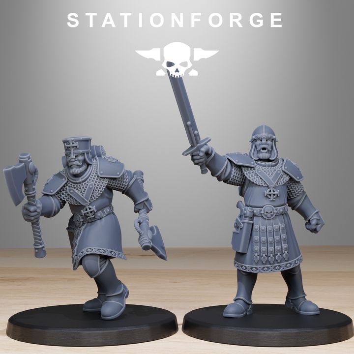 Imperial Army Melee Infantry, proxy miniature, 28mm heroic scale unpainted resin, view 5