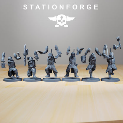 Grim Guard Supporters, Imperial Army proxy miniature, infantry, 28mm heroic scale unpainted resin, view 2