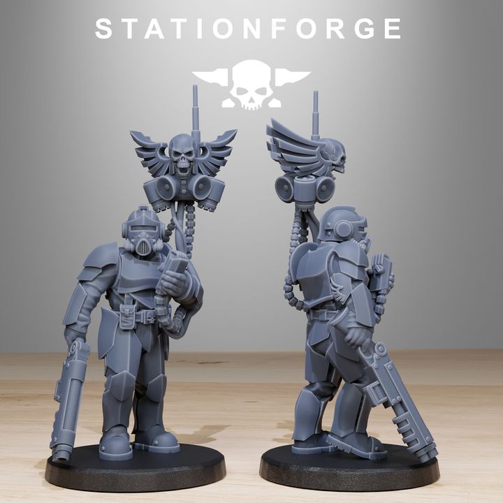 Imperial Army Grim Guard Enforcers (11 Units), 28mm heroic scale unpainted resin, view 3