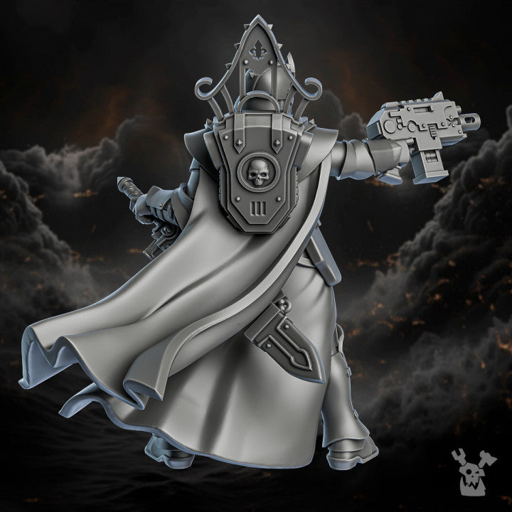 Battle Sisters Of Great Guilt, proxy miniature, 28mm heroic scale unpainted resin, view 3