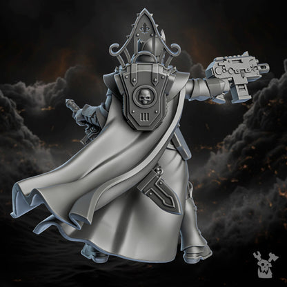 Battle Sisters Of Great Guilt, proxy miniature, 28mm heroic scale unpainted resin, view 3
