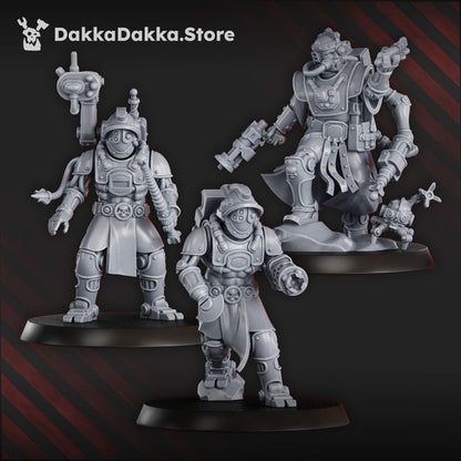 Tech Priests Liquidation Team Squad, 28mm heroic scale unpainted resin, view 3