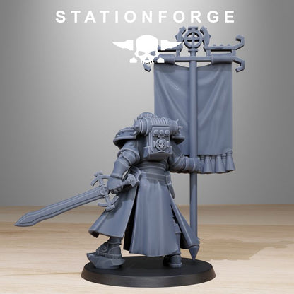 Imperial Army Flag Bearer, proxy miniature, 28mm heroic scale unpainted resin, view 3