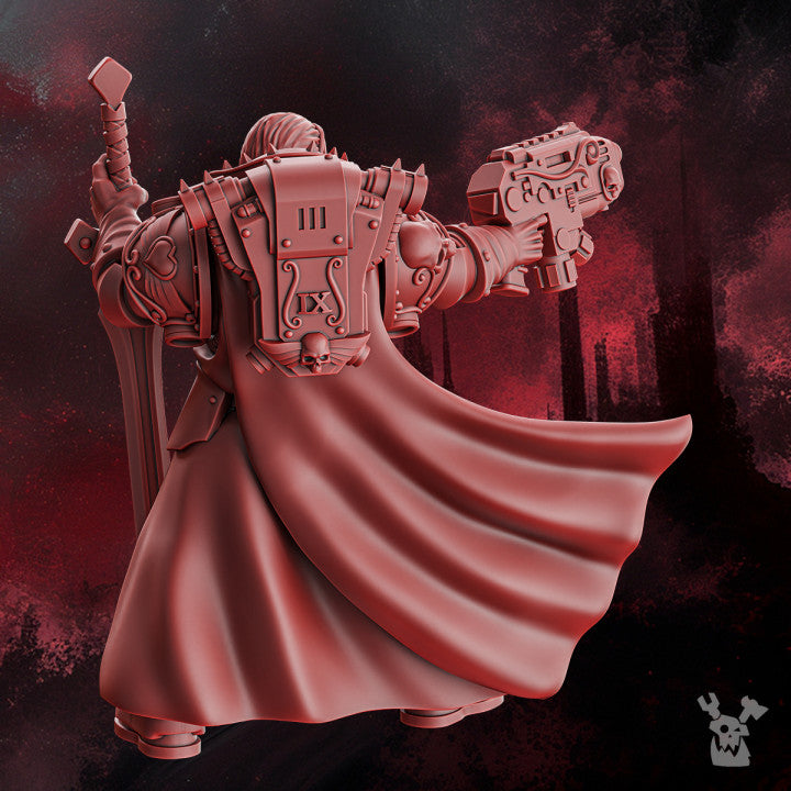 Crimson Knights Great Curator Mathias, proxy miniature, 28mm heroic scale unpainted resin, view 4