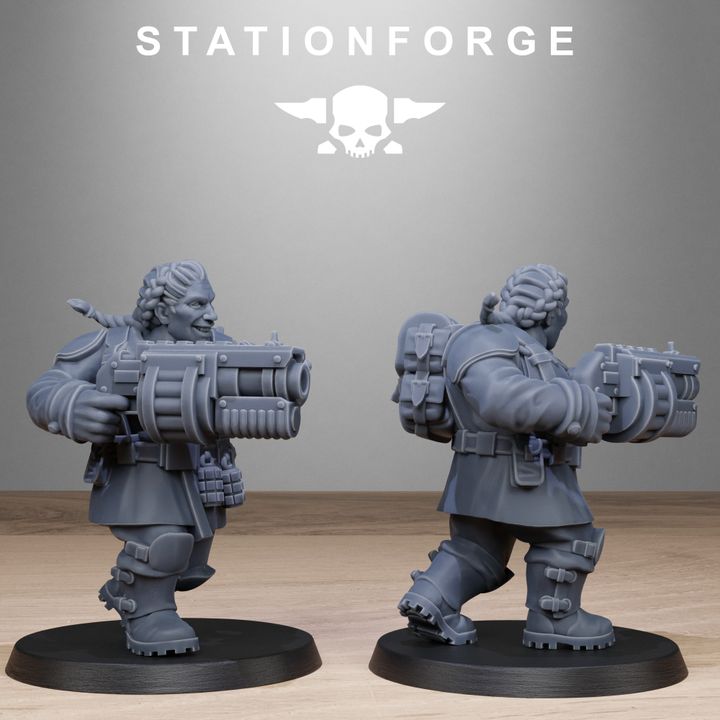 Free Guard Mutant Sisters, Imperial Army proxy miniature, infantry, 28mm heroic scale unpainted resin, view 7