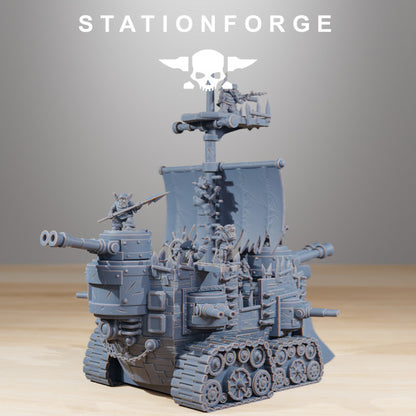 Orks Gobs Short Pearl Battle Ship, proxy miniature, 28mm heroic scale unpainted resin, view 4