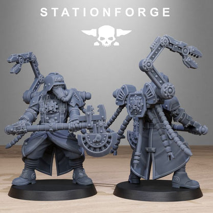 Grim Guard Tech Engineers, Imperial Army proxy miniature, character, 28mm heroic scale unpainted resin, view 8