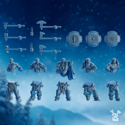 Wolf Knights Berserker Squad, proxy miniature, 28mm heroic scale unpainted resin, view 6