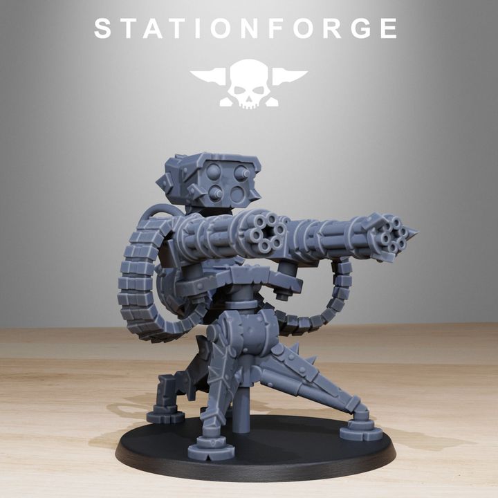 Orks Team Fighters With Gun (10 Units), proxy miniature, squad, 28mm heroic scale unpainted resin, view 3
