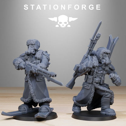 Imperial Army Grim Guard Frostwatch Skiers (10 Units), 28mm heroic scale unpainted resin, view 6