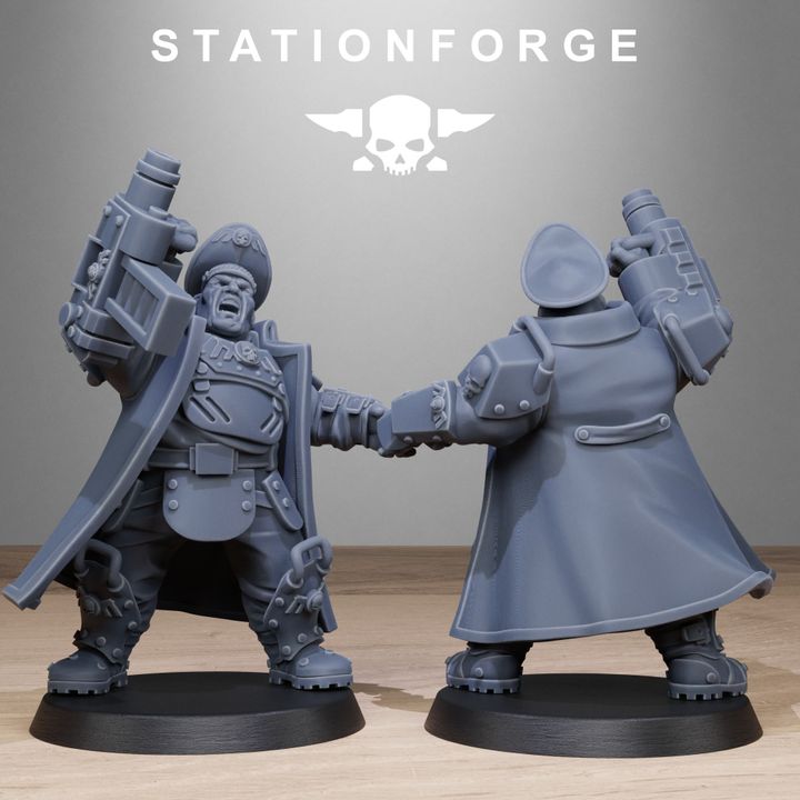 Grim Guard Armored Mutants, Imperial Army proxy miniature, infantry, 28mm heroic scale unpainted resin, view 3
